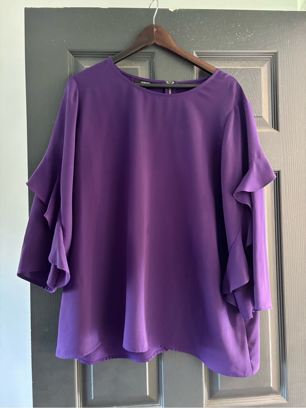 Alfani Ruffle Sleeve Blouse Size XL